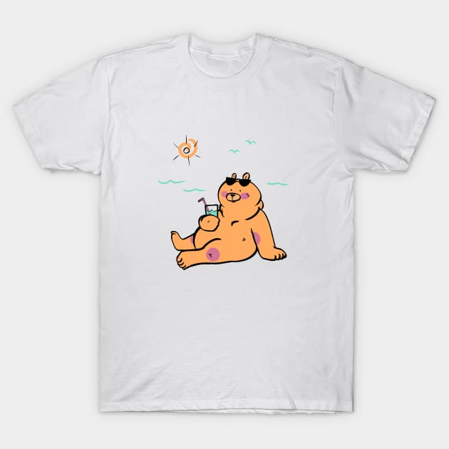 Benny Bear - Orange Bear in the Sun T-Shirt by Beararabears